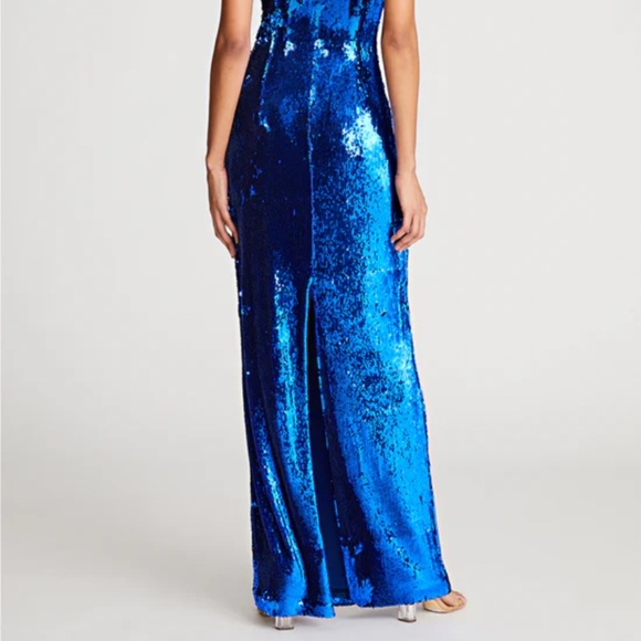 Halston blue sequin dress gown(floor length dress) - Picture 3 of 5